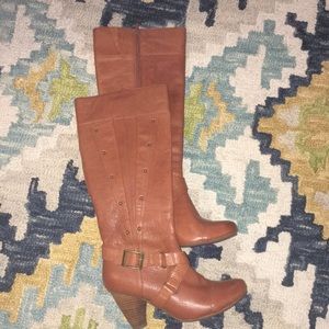 Miz Mooz high brown leather boots Sz 7.5 like new